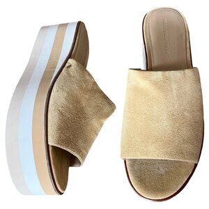 NEW Veronica Beard Eunise Platform Slides Size 11 Tan Suede